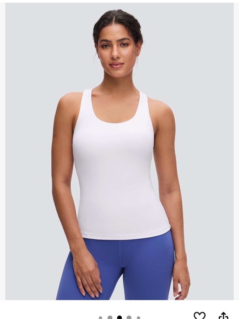 CRZ YOGA Butterluxe Racerback Tank Top Built-In Bra White XL